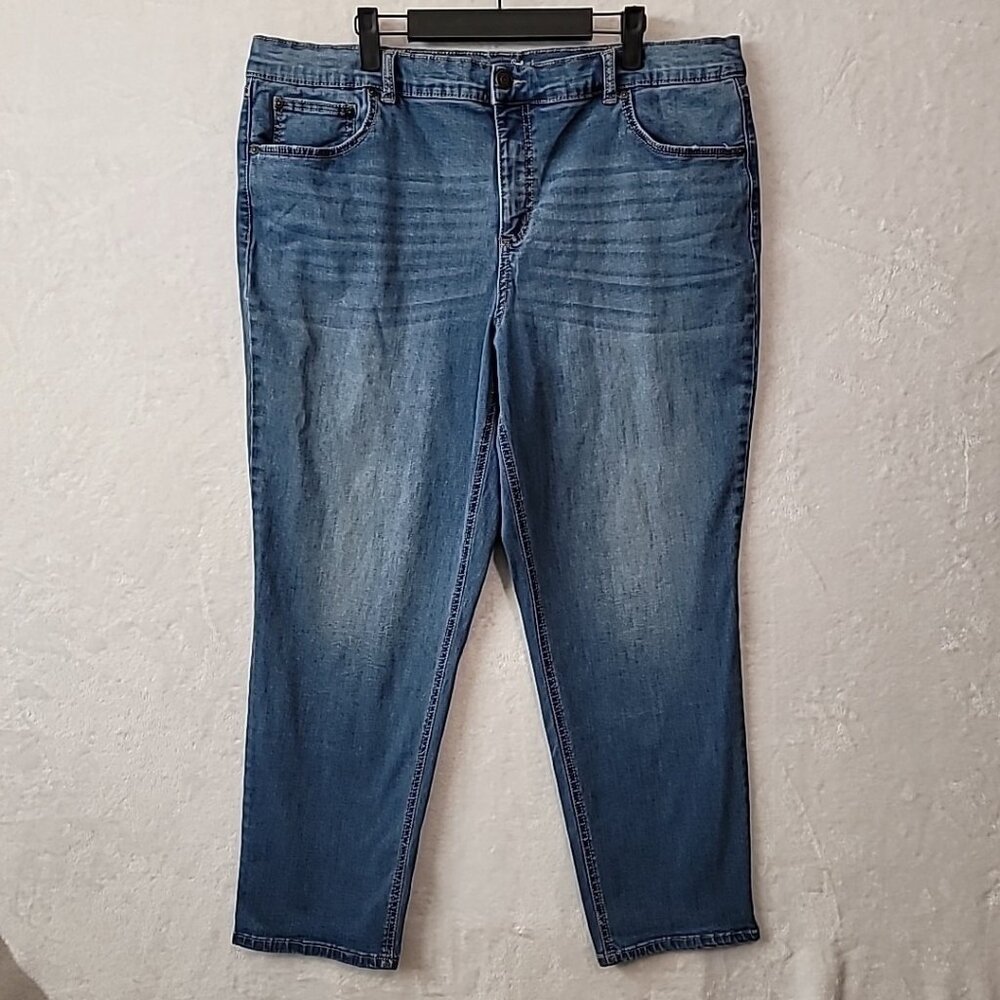 Terra & Sky Straight Leg Denim Jeans Women's Plus Size 22W Blue High Rise